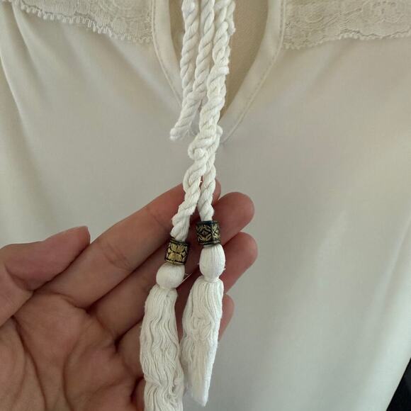 Daniel Rainn Anthropologie Cream Boho Peasant Blouse M Long Sleeve Romantic - Picture 7 of 10